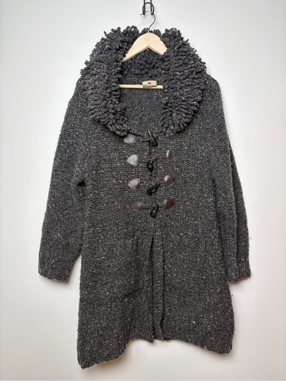 Carraig Donn Irish Wool Long Cardigan Sweater Size Medium